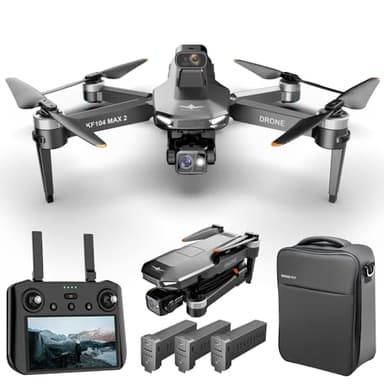 X-Verse KF104 MAX2 Drohne mit Kameras 4K HD EIS, Bildschirmfernsteuerung, RC 6km, 3 Achsen Gimbal, 360d° Hindernis Vermeidung, Professionelle Faltbarer Quadcopter für Erwachsene - 3 Batterien
