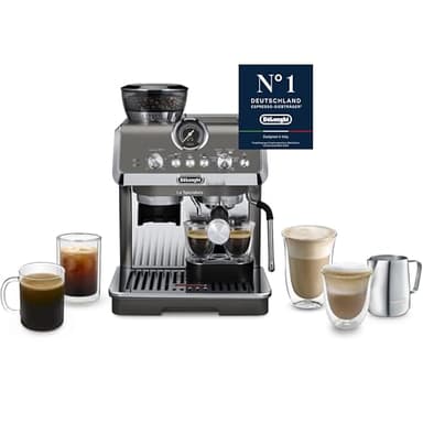 De'Longhi Siebträgermaschine La Specialista Arte Evo Cold Brew EC9255T, Espressomaschine mit Mahlwerk inkl Barista-Kit, Cold Brew-Funktion, 8 Mahlgrade, 15 Bar, 3 Temperaturen, Milchschaumdüse, Titan