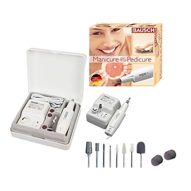 PETER BAUSCH Bausch 0360 Elektrisches Maniküre-/Pediküregerät für Profis, Rechts-/Linkslauffunktion, stufenlos regulierbar, Luftkühlung, 10 Aufsätze: schleifen, feilen, Hornhaut entfernen, Nagelpflege, Fußpflege
