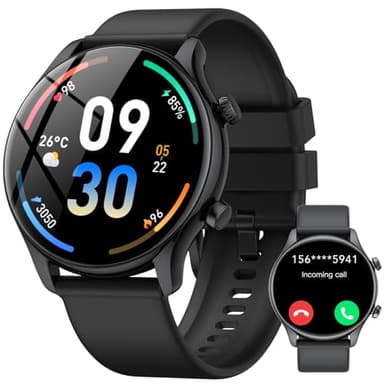 vamout Smartwatch Herren Damen Rund mit Telefonfunktion,1.39" HD Uhr,120+ Sportmodi Watches for Men,Fitnessuhr Herren mit SpO2 Pulsuhr Schlafmonitor,IP68 Wasserdicht,für iOS Android, Schwarz
