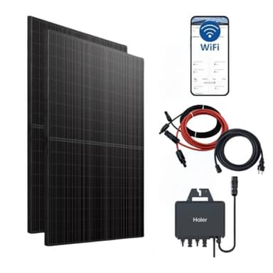 Haier 880 W Balkonkraftwerk, 800 W Stecker-Solaranlage mit 2x 440 W Modulen und Wechselrichter, 5 m Kabel, WiFi