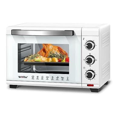 WOLTU Mini Backofen 28 L, Pizzaofen 1600 W, 100-230 °C, Timer 0-60 Min., 3 Heizmodi, inkl. Backblech Grillrost Krümelblech Rostheber, Mini Ofen für Backen Braten Auftauen Erhitzen, Weiß