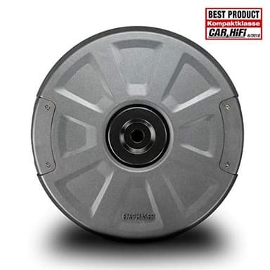 EMPHASER EBS108A – kraftvoller 20 cm Aktivsubwoofer zum Einbau in Reserverad Mulde/Felge, Auto Bassbox mit 200 Watt Verstärker, Bassreflexprinzip, Best Product Award
