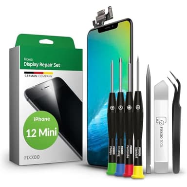 GIGA Fixxoo® iPhone 12 Mini Display Original [inkl. Werkzeug-Kit] - Retina OLED Dsiplay mit Touchscreen - Original iPhone Display Reparatur Set - Ersatzdisplay für iPhone mit Werkzeugkit