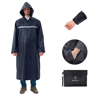 ioutdoor Regenmantel 100% Wasserdicht, der Extra Lange Regenschutz mit Taschen/Reflexstreifen/Kordelzughauben/Reißverschluss/Knopf, 3 Farben, 3 Größen, XL