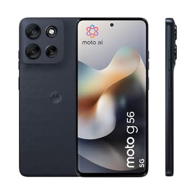 Motorola Moto g56 5G Smartphone (Robustes 6,72“-FHD+-Display Dank Gorilla Glass 7i, 50-MP-Kamera mit Moto-AI, 8/256 GB, 5100 mAh, extrem temperaturbeständig) Pantone Black Oyster, inkl. Schutzcover