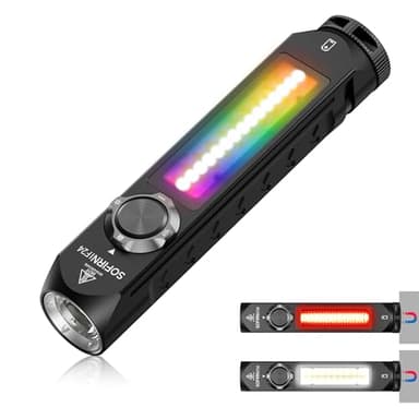 Sofirn IF24 Taschenlampe Led Aufladbar - Sehr Helle Taschenlampen 2000 Lumen Weißes Licht, IP66 Wasserdicht mit Magnet, Starke Taschen Lampe Klein with Rotlicht, Farbigen LED für Camping, Outdoor