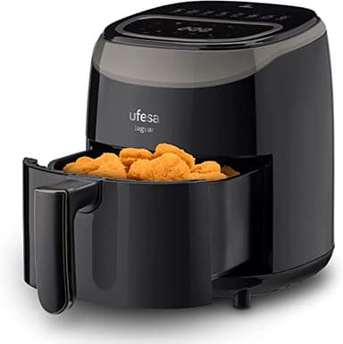 Ufesa Jaguar Friteuse Heißluftfritteuse, 3,5L , 8 Voreingestellte Programmen, 1200 W, Touch-Panel, Zeitschaltuhr, Temperatur 80°-200°, BPA- und PFOA-Frei, Amazon-Exklusiv