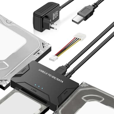 Gbformat 5Gbps USB3.0 zu IDE/SATA Festplatte Adapter Für 2,5/3,5 Zoll IDE SATAHDD FestplatteAdapter Konverter SATA USB Adapter Für Windows 11/10/8/7/XP/Vista Mit SATAKabel,USB-Kabel,12V/2A Netzteil