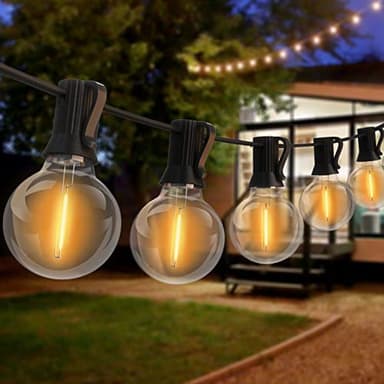 Fortand Lichterkette Außen Strom, 20m LED Lichterkette Glühbirnen 30+2 G40 Birnen Outdoor Lichterkette Warmweiss IP44 Wasserdicht Plastikbirnen Warmweiß Innen Außen LED Lichterketten für Garten Party