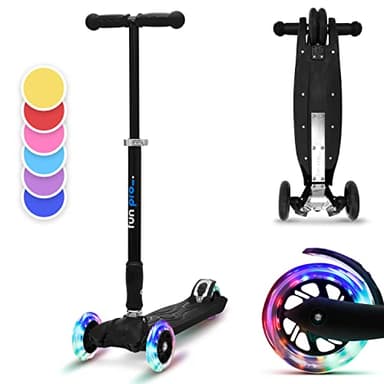 fun pro Two Roller Kinder 6 Jahre, ab Vorschulalter, bis 80KG Gewicht, der sichere Premium Roller Kinder, LED Räder Tretroller, Faltbar, für 5 6 7 8 9 Jahre