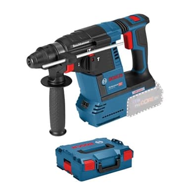 Bosch Professional 18V System Akku Bohrhammer GBH 18V-26 (SDS Plus, Bohr-Ø max: Beton/Stahl/Holz 26/13/30mm, inkl. Zusatzhandgriff, Tiefenanschlag 210mm, Maschinentuch, L-BOXX, ohne Akku/Ladegerät)