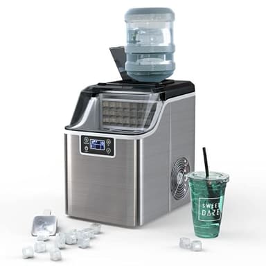 RELAX4LIFE Eiswürfelmaschine 3,2L, Ice Maker 24 Eiswürfel in 15 min, Ice Maker 18 kg pro Tag, Eismaschine mit Selbstreinigungsfunktion, inkl. Schaufel & LCD-Display & Timer, Silber