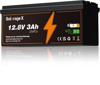 Solorage X Lifepo4 12V 3Ah Lithium batterie,integriertes BMS,3000+ Deep Cycle-Akku für USV,Power Wheel,Fischfinder auslaufsicher ersetzt 2,5Ah 2,3Ah(Small)