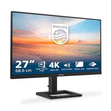 Philips Monitors 27E1N1800AE – 27 Zoll Ultra HD Monitor, Lautsprecher, höhenverstellbar, HDR10 (3840x2160, 60 Hz, HDMI 2.0, DisplayPort 1.4) schwarz