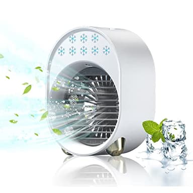 Luftkühler mit Verdunstungskühlung, Mini Klimaanlage Akku Portable, Mini Ventilator USB 4 in 1, Mobile Klimagerät ohne Abluftschlauch Leise Klimaanlage Mobil Klimagerät Conditioner Air Purifier (Weiß)