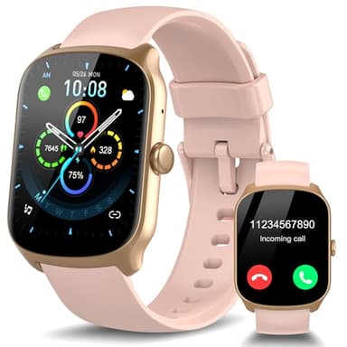 STECEi Smartwatch Herren Damen, 1.95" Fitnessuhr mit Telefonfunktion, Smart Watch 110+ Sportmodi, IP68 Wasserdicht, Fitness Tracker mit Schrittzähler, Schlafmonitor und Pulsmesser, Roségold