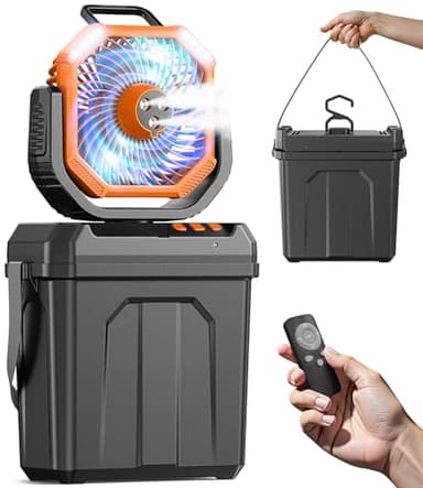 Klimaanlage Mobil, 5-in-1 Mobiles Klimagerät, Luftkühler mit Wasserkühlung Wassertank 6L, 20000 mAh, wiederaufladbar über USB, 4 Windgeschwindigkeiten, Oszillation, Leise für Zuhause Außen