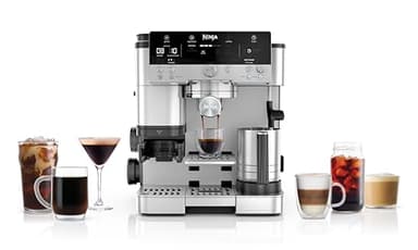 Ninja Luxe Premier 3-in-1-Kaffeemaschine mit Mahlwerk und Aufschäumer für Latte, Cappuccino, Cold Brew & Espresso, einfache Handhabung, 4 Voreinstellungen zum Aufschäumen, Silber, ES601EU