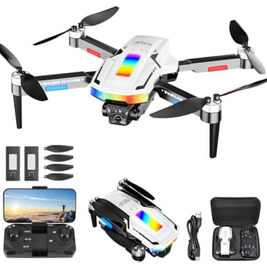 GuKKK Drohne mit Kamera 4K,RC Drones Bürstenloser Motor, 360°Flip, Headless Modus, WiFi FPV Live Übertragung, Faltbar, One Touch Start/Stop mit 2 Batterien,Tragetasche,Drohne für Anfänger Geschenk