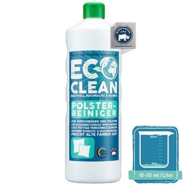 Eco Clean® Polsterreiniger 1L - hochwirksamer Sofa Reiniger - materialschonend - zuverlässiger Autositz Reiniger mit Farbauffrischung - Polsterschaum antistatisch - Made in Germany