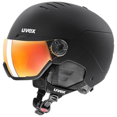 uvex Wanted Visor - robuster, stylischer, optimal belüfteter Skihelm mit beschlagfreiem Visier für Damen und Herren - Black matt - 58-61 cm