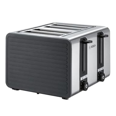 Bosch 4-Schlitz Toaster TAT7S45, mit Abschaltautomatik, mit Auftaufunktion, ideal für 4 Scheiben Toast,1800 W, Edelstahl/grau