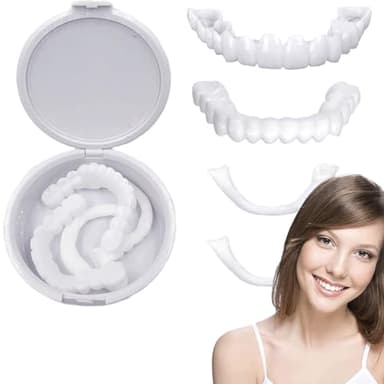 GGUFAY 1 Paare Lächeln Zähne Furniere, Komfort Sofortige Kosmetische Veneers Zähne Oben und Unten,Falsche Künstliche Temporäre Zahnspange,Prothesen Gefälschte Zähne,für Männer Frauen