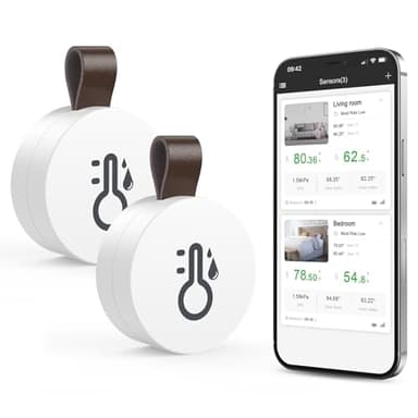 ORIA Bluetooth Thermometer Hygrometer, 2 Stk Kabelloses Thermo-Hygrometer Mini Temperaturmonitor mit APP, Daten Export, kompatibel mit iOS & Android, für Wohnzimmer, Babyzimmer, Haus