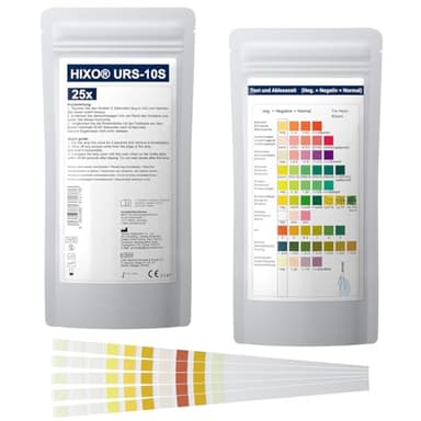 25x Gesundheitstest 10in1 Urin mit 10 Indikatoren - Selbsttest Zuhause & Professionell - Analyse Teststreifen – Glucose, Ketone, Bilirubin u.v.m.
