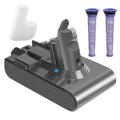 Waitley V6 Akku, 6000mAh Ersatzakku für Dyson V6 DC62 DC59 DC61 DC58 DC72 DC74 SV03 SV04 SV05 SV06 SV07 SV09 Staubsauger mit 2 Dyson Vorfilter, ohne Schrauben erforderlich.