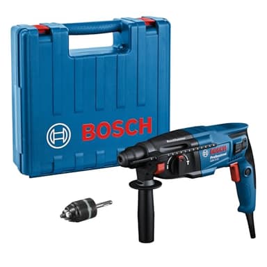 Bosch Professional Bohrhammer GBH 2-21 (mit SDS plus, inkl. Schnellspannbohrfutter mit SDS plus-Adapter, Zusatzhandgriff, Maschinentuch, Tiefenanschlag, Handwerkoffer)