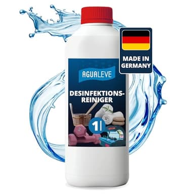 AGUALEVE® Desinfektionsreiniger 1 Ltr. Konzentrat für 100 Ltr. fertige Lösung *NEU* | für Fitnessstudios, Massagestudios, Solarien, Saunas, Wellness, Spas und Schwimmbäder | Made in Germany