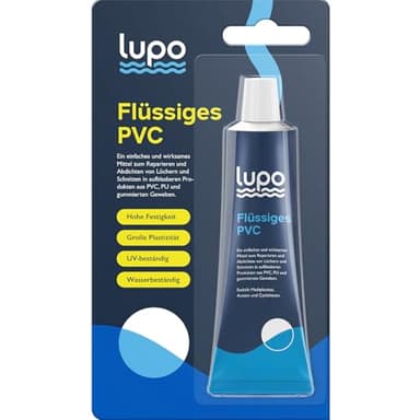 LUPO Reparaturset für aufblasbare Artikel | Universalkleber zur Reparatur von Löchern in aufblasbaren Pools, Whirlpools, Booten, Kajaks, Kanus, Luftmatratzen u. v. m. | Flüssiger Gummi-Flickenkleber
