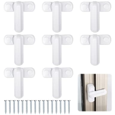 8 Stück Fenstersicherung Einbruchschutz, Fenstersicherung mit 16 Schrauben, Fensterriegel für Upvc Fenster und Holzfenster