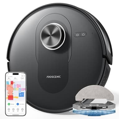 Proscenic Q8 Saugroboter mit Wischfunktion 5000Pa 200min Staubsauger Roboter Leistungsstark Laser Navigation mit 5 Karten, Steuerung über APP Alexa Siri IFTTT Google, für Böden Teppiche Tierhaare