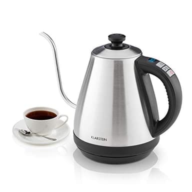 Klarstein Garcon Wasserkocher - Teekocher, 1 L, 2000 W, Warmhaltefunktion, gradgenaue Temperatureinstellung, 40 °C - 100 °C, Edelstahl, silber