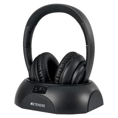 Retekess TA006 Kabellose Kopfhörer für Fernseher, Funkkopfhörer mit Ladestationv, 30 Meter Reichweite, 8 Stunden Akkukapazität Stereo Kopfhörer mit 3.5mm, RCA Eingang, Koaxialkabel, Audioleitung