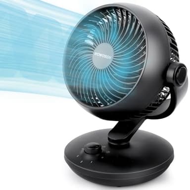 WOWDSGN Ventilator Leise, Tischventilator 24dB, Leistungsstarker 3D Turbo-Luftzirkulator - 100° & 80° Oszillation - 3 Geschwindigkeitsstufen für Schlafzimmer Wohnzimmer Büro Küchen - Schwarz