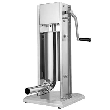 Zelsius Profi Wurstfüllmaschine aus Edelstahl | 5 Liter, Silber | Inkl. vier verschiedene Füllrohre | Wurstfüller, Wurstpresse, Wurstmaschine mit 2-Gang-Getriebe, Entlüftungsventil und Handkurbel