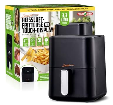 SMART KITCHEN Heißluft-Fritteuse [3,3L Füllvolumen] Heißluft-Fritteuse klein - Aircooker klein - mini aircooker - elektrische Heißluftfritteuse