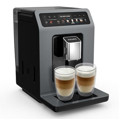 Krups Evidence Hot & Cold Kaffeevollautomat, 18 Getränkespezialitäten, heiße und kalte Getränke, One-Touch Cappuccino, Milchsystem mit Milchschlauch, automatischer Pflegezyklus, EA898GF0