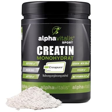 Creapure Creatin Monohydrat 500g (Meshfaktor 200) - mikrofeiner Premiumrohstoff aus Deutschland - vegan & super löslich - ideal dosiertes Kreatin Pulver mit B12