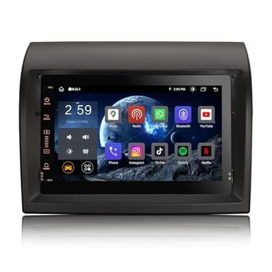 Erisin 7 Zoll 8-Kern 4GB+64GB Android 14 Autoradio Bluetooth GPS Navi für FIAT Ducato Citroen Jumper Peugeot Boxer Unterstützt Kabelloses CarPlay Android Auto DSP WiFi USB FM RDS OBD2 DVB-T2 Canbus