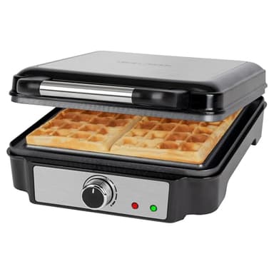 ProfiCook® Waffeleisen für belgische Waffeln mit 4 Backflächen | Waffeleisen belgische Waffel | antihaftbeschichtet Backfläche | stufenlos wählbarer Bräunungsgrad | Edelstahl | 1200 Watt | PC-WA 1241