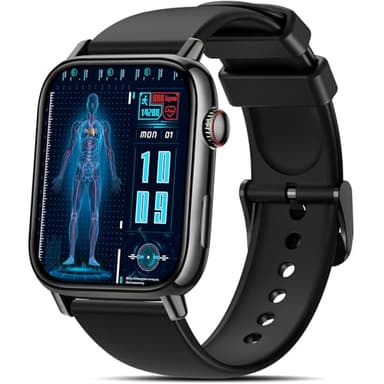 BANLVS 2025 Smartwatch Herren Damen mit ΒΙυtｚυcker/EKG/HRV, 1,83" Gesundheitsuhr mit Herzfrequenz, SpO2, Schlafmonitor, Blutdruck 145+ Sportmodi IP68 Fitnessuhr Schrittzähler iOS Android Schwarz