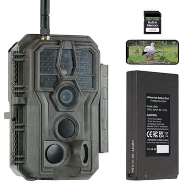 GardePro E8P Max Wildkamera WLAN, Wiederaufladbare 8000mAh Akku, Integrierte SD Karte, 64MP 1296P, E8PMB Wildtierkamera mit bewegungsmelder nachtsicht, Handyübertragung