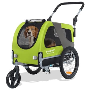 DOGGYHUT® Premium M Hundeanhänger 2-in-1 Hundebuggy & Jogger Fahrradanhänger für Hunde bis 23kg