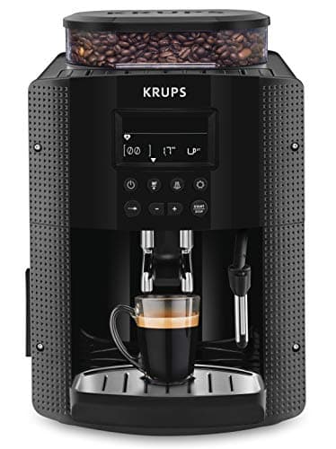 Krups Essential Coffee Machine Bohnenmühle Espresso-Kaffeemaschine LCD-Display Automatische Reinigung schwarze Cappuccino-Dampfdüse YY8135FD