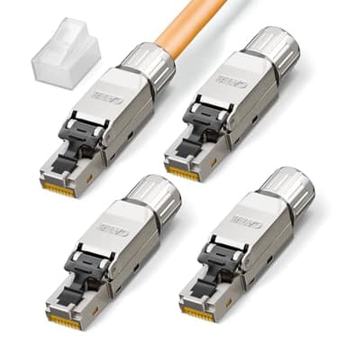 LEENUE RJ45 Stecker Werkzeuglos Cat8, 40 Gbit/s 2000 MHz, Vergoldet lan stecker werkzeuglos POE für Cat8 Cat7 Verlegekabel, Geschirmt netzwerkstecker cat8 werkzeuglos, Wiederverwendbar, 4 Stück